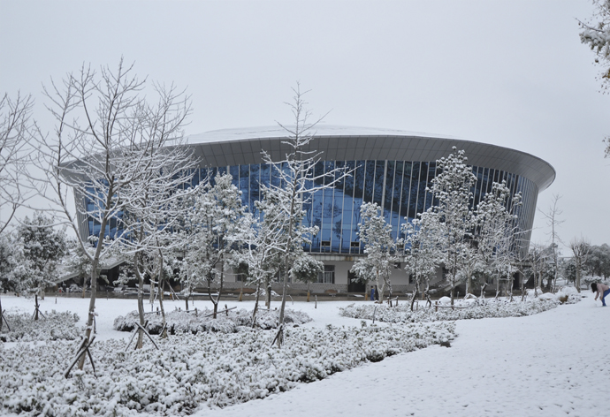 云南經濟管理學院_雪中的體育館